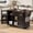 Black, variant on AskPeak Kitchen Island with Drop Leaf, Power Outlet, Storage Cart, Rolling, 4 Doors, Glass Door, 54.9 Inch