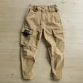 thumbnail image 5 of Fusipu Elastic Waist Button Fly Ankle-Length Man Pants Multi Pockets Mid-Rise Men Cargo Pants for Mountain Climbing, 5 of 8