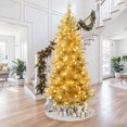 thumbnail image 5 of 7.5Ft Pre-Lit Gold Tinsel Artificial Pine Tree with Metal Stand, 5 of 11