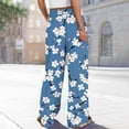 thumbnail image 6 of TRUBKH boho pants for women High Waist Wide Leg Pants Floral Solid Long Palazzo Pants Summer Print Boho Palazzo Pants High Waist Trousers With Pockets womens pajama pants plus size pants Sky Blue M, 6 of 6