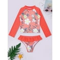 thumbnail image 4 of Linjinx Kids Girls Long Sleeves Rash Guard Shirt 2 Pieces Swimsuit Swimwear Bathing Suit Coral Orange 8, 4 of 7