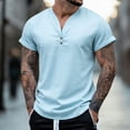 thumbnail image 2 of Xijirk Mens Shirts,Summer Solid Color Short Sleeve Crew Neck T Shirt Soft Breathable Comfortable Everyday Basic Top for Men,Shirts for Men,Light Blue,3XL, 2 of 9