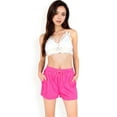 thumbnail image 4 of Women's Elastic Waist Pleated Drawstring Shorts with Side Pockets- Fuchsia,Medium, 4 of 7