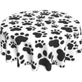 thumbnail image 2 of Dog Paw Black and White Tablecloth Round 60 Inch Table Cover Waterproof Tablecloths Reusable for Kitchen Dining Table Christmas Holiday Home Party Wedding Picnic Farmhouse Decorative, 2 of 6