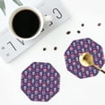 thumbnail image 4 of Lsque leaf flower Skull colorful Pattern 4" Drink Coasters Set of 4, PVC Leather Absorbent Coasters, Table Coaster Set Decorative Coffee Cup Coasters Housewarming Gift -Octagon, 4 of 6