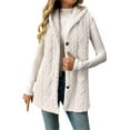 thumbnail image 2 of Delayuji Womens Plush Vest Coat With Hood Winter Fleece Button Up Long Vest Jackets Warm Lightweight Spring Outerwear, 2 of 4