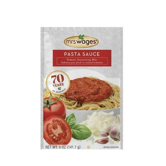 Mrs. Wages Pasta Sauce Canning Mix, Canning Supplies for Homemade Canned Tomato Sauce, 5 oz Seasoning Packet