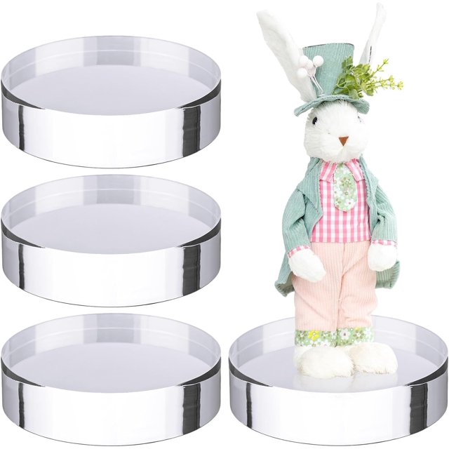 GHSDFBB Lot de 4 Blocs d'Affichage Ronds en Acrylique Support de Piédestal Bord Poli Présentoir en Acrylique 4x4x1 Pouces Cylindre Bloc Clair Base de Trophée Piédestal pour Table pour Collection de Cosmétiques