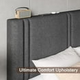 thumbnail image 2 of Honfach King Bed Frame, Velvet Upholstered Platform Bed Frame, Solid Wood Slats & Heavy Duty Feet Support, No Box Spring Needed, Noise-Free, Easy Assembly, Dark Gray, 2 of 8