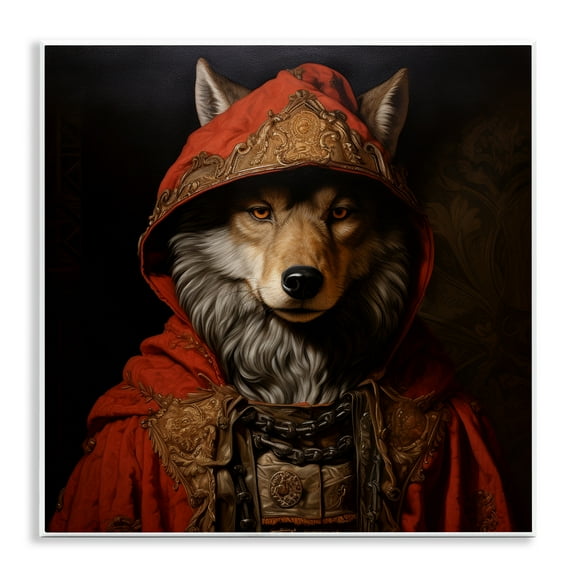 Stupell Industries Wolf with Red Cloak Animals & Insects Painting Unframed Art Print Wall Art, 12 x 12