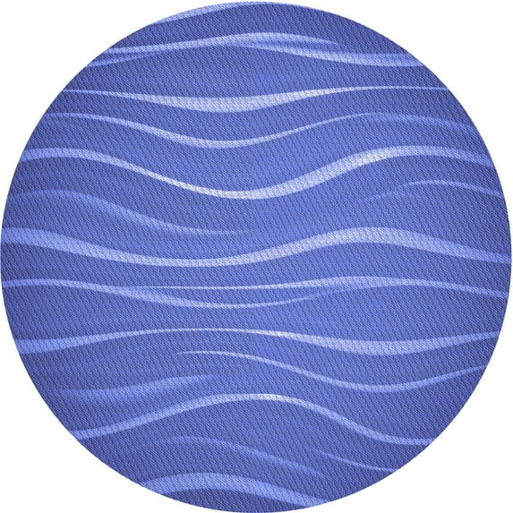 Ahgly Company Machine Washable Indoor Round Transitional Sky Blue Area Rugs, 4' Round