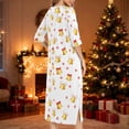 thumbnail image 4 of Miqool Christmas Pajamas for Women Casual Zipper Robe 3/4 Sleeves Loungewear Dress Full Length Housecoat Nightgown Long Bathrobe, 4 of 8