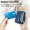 thumbnail image 4 of Zipper Back Wallet Case for Samsung Galaxy Z Flip 4, Detachable Card Slots Pocket Magnetic Classic Cover with Kickstand Soft Silicone Shockproof Anti-Scratches Folding Case, Blue, 4 of 7