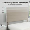 thumbnail image 4 of Novilla King Bed Frame and Headboard, King Bed Frame, Linen Upholstered Stripe Bed Frames, No Box Spring Needed, Heavy Duty Feet, Easy Assembly, Beige, 4 of 8