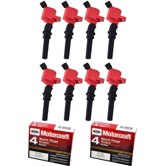 Set of 8 ISA Energy Ignition Coil and 8 Motorcraft Spark Plugs Compatible with 1997-2011 compatible with Ford Crown Victoria Mercury Grand Marquis Lincoln Town Car E-150 4.6L V8 FD503 SP493