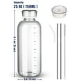 thumbnail image 5 of NiHome 25oz/750ml Clear Glass Water Bottle with 2 Caps & Stainless-Steel Straw, Temperature Resistant Durable High Borosilicate Glass Drinkware with Leak-Proof Seal for Travel, Gym, School & Home Use, 5 of 7