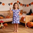 thumbnail image 2 of TOWED22 Halloween Nightdress Toddler Girls Sleepwear Cute Cartoon Ghost Print Dresses Short Sleeve Pajamas Dress, 2 of 7