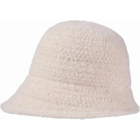 AKcxy Casual Plain Knitted Bucket Hat for Women Fall Winter Warm Fisherman Cap Elegant Ladies Cloche Hat Soft Beanie
