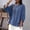 Blue, variant on Linen Tops Trendy Smocked Lady Spring/Summer Casual Mandarin Collar Five-Piece Sleeve Top Green 2X