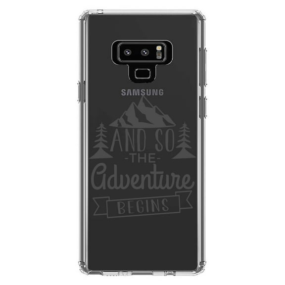 DistinctInk Clear Shockproof Hybrid Case for Samsung Galaxy Note 9 - TPU Bumper Acrylic Back Tempered Glass Screen Protector - And so the Adventure Begins