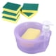thumbnail image 5 of Dispensador de jabón para platos y soporte para esponjas (6 esponjas incluidas) Jabón líquido moderno Violeta, 5 of 9
