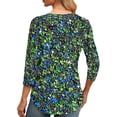 thumbnail image 5 of Mittory Womens Tops 3/4 Sleeve Shirts Round Neck Loose Casual Blouses Floral Print Tshirts, 5 of 6