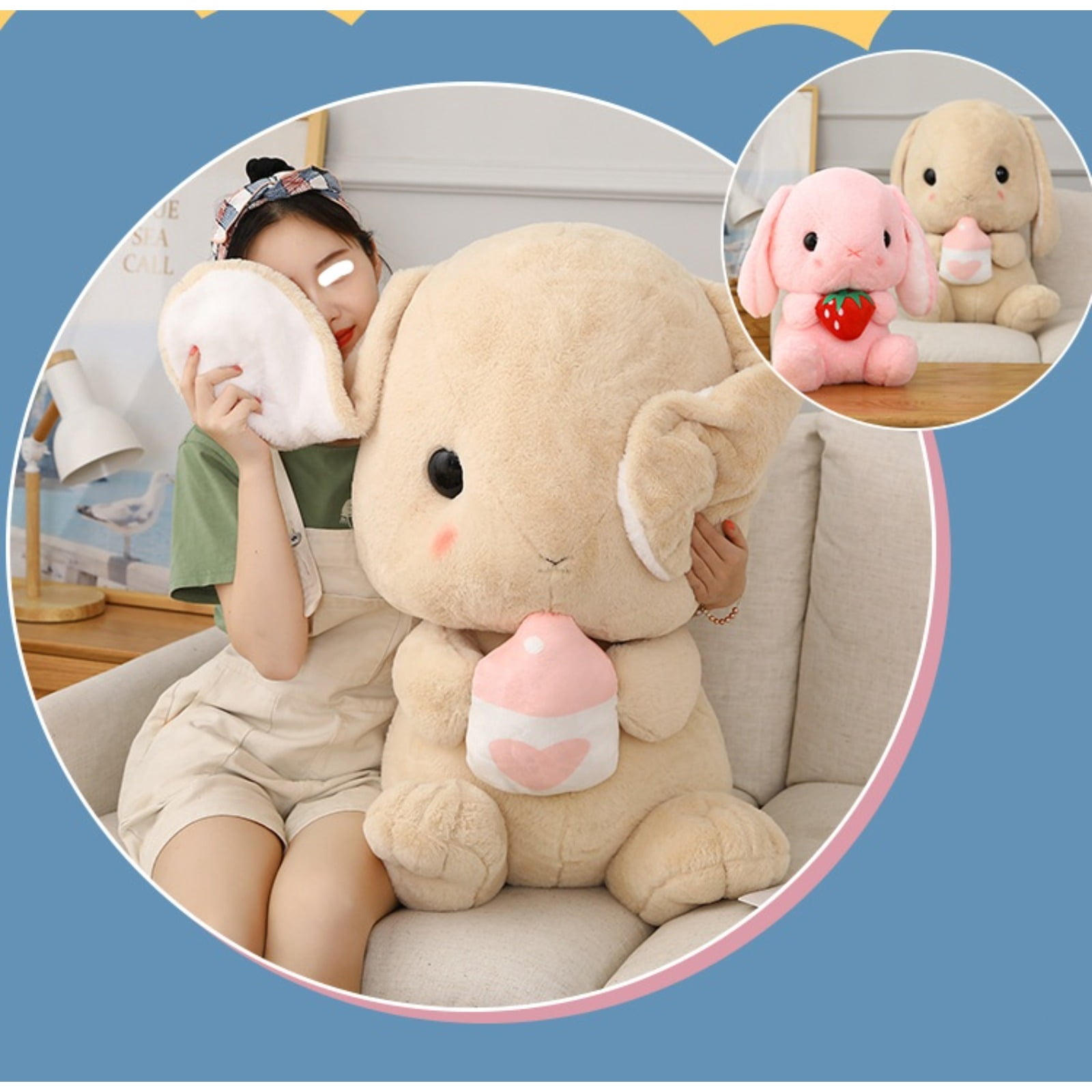 Long Ear White Bunny Plush Toy Soft Stuffed Rabbit Doll Decorative Gift