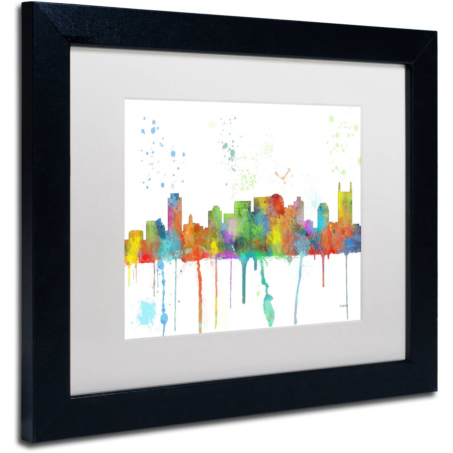 Trademark Fine Art "Nashville Tennessee Skyline Mclr-1" Canvas Art by Marlene Watson, White Matte, Black Frame