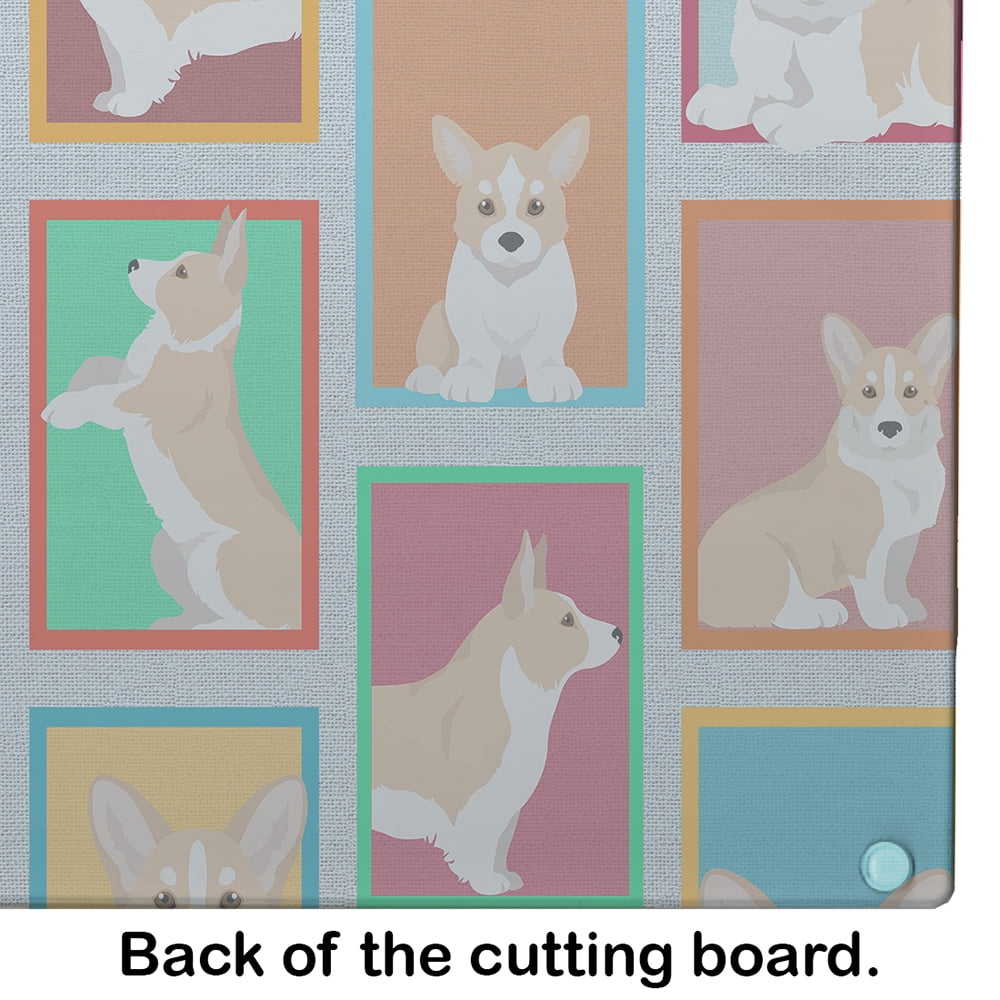 Lots of Fawn Cardigan Corgi Glass Cutting Board Large 12 in x 15 in