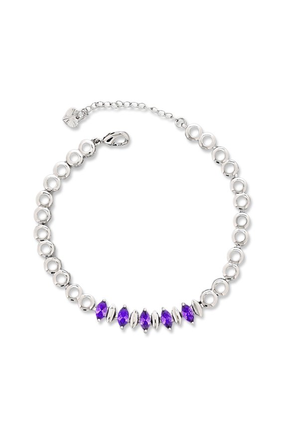 Silver Color Fine Ankle for Women, 7"+2" inch Adjustable Size in Brass Metal