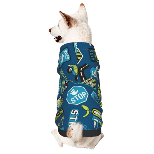 Fotbe Dump Truck Sudadera con Estampado para Perros Pequeños – Suéter con Capucha para Mascotas, Tela Suave de Forro Polar con Bolsillo-Large