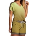 thumbnail image 2 of 2 Piece Sets for Women Fashion V Neck Shorts Sleeve Two-piece Comfortable Home Pajamas Set Sports Set, 2 of 6