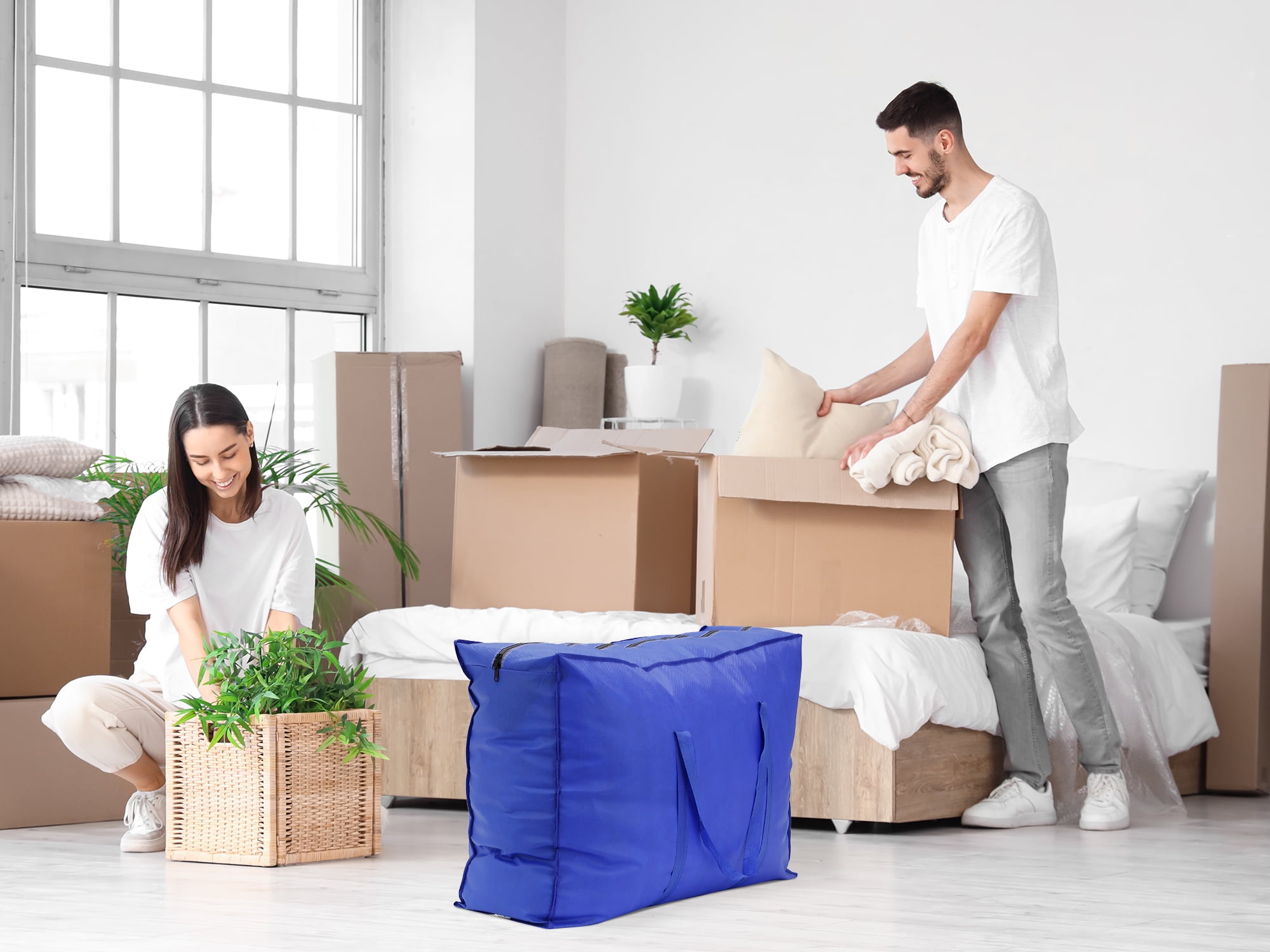 Unique Bargains 1 Pack Clothes Storage Foldable Storage Bags Royal Blue 31*22*10in
