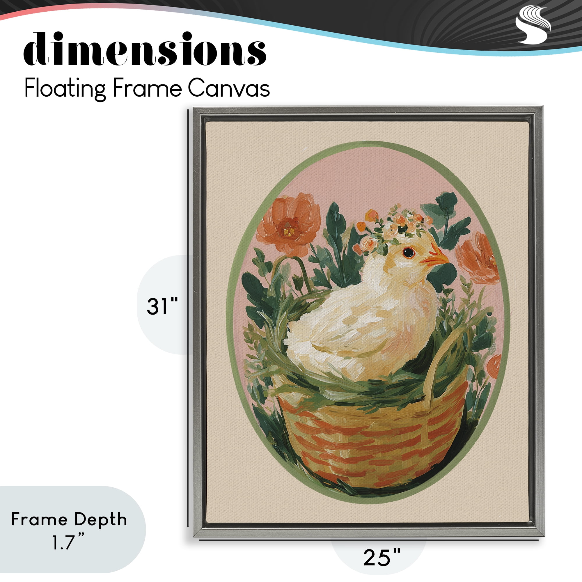 Stupell Industries Bloom Nest Chick Gray Framed Floater Canvas Wall Art, design by Yen