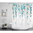 thumbnail image 1 of HVEST Watercolor Leaf Shower Curtain, Blue Brown Vine Leaf Plant and Falling Leaves Shower Curtain Natural Plant Leaves Bathroom Polyester Fabric Decor Curtain with Hooks,60X72 inch, 1 of 5