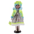 thumbnail image 2 of Lovely Girls Porcein Doll With Wood Stand Green Coat 40cm Sunnimix Muñecas de porcelana coleccionables, 2 of 8