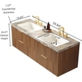 thumbnail image 2 of 60 Inch Floating Bathroom Vanity with Double Sink, Wall-Mounted Plywood Bathroom Storage Cabinet with 4 Drawers, Sintered Stone Countertop and 2 Ceramic Basins, Pre-Assembled, Dark Oak, 2 of 8