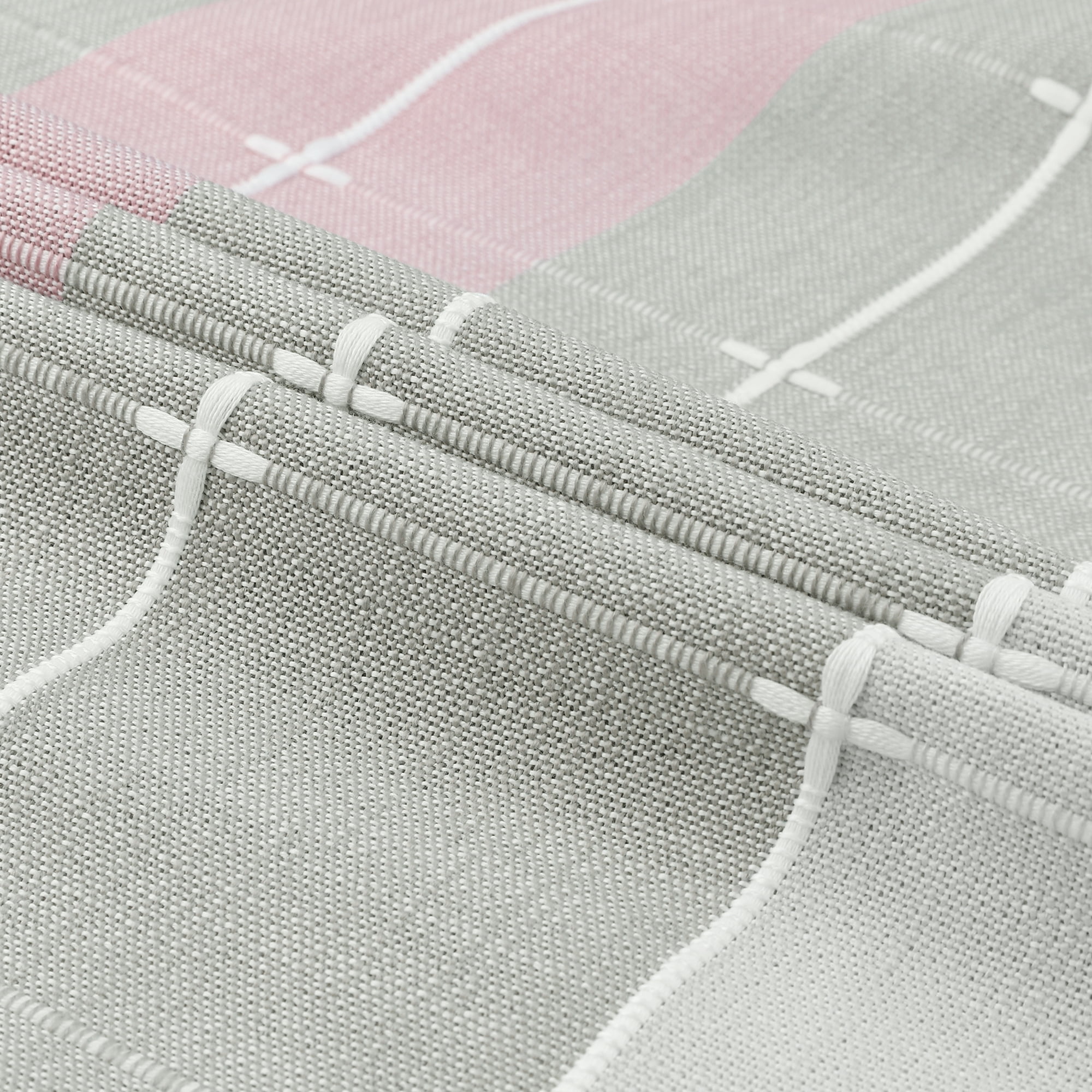 Unique Bargains Rustic Tablecloth Cotton Linen Waterproof Table Cover with Tassels, Pink Grey 55"x55"