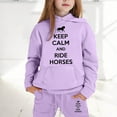 thumbnail image 2 of Tween Girls Winter Outfits 2 Piece Hoodie Jogger Set Casual Letter Print Pullover With Pants Outfit Clothing Purple Size 10-11T, 2 of 4