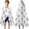 thumbnail image 3 of White Dancing Skeleton Pattern Hooded Bath Towel，60"x35" for Ages 3 To 12 Kids, Quick Dry Lightweight Soft Microfiber Hood Beach Towel Cover Up for Kids, 3 of 7