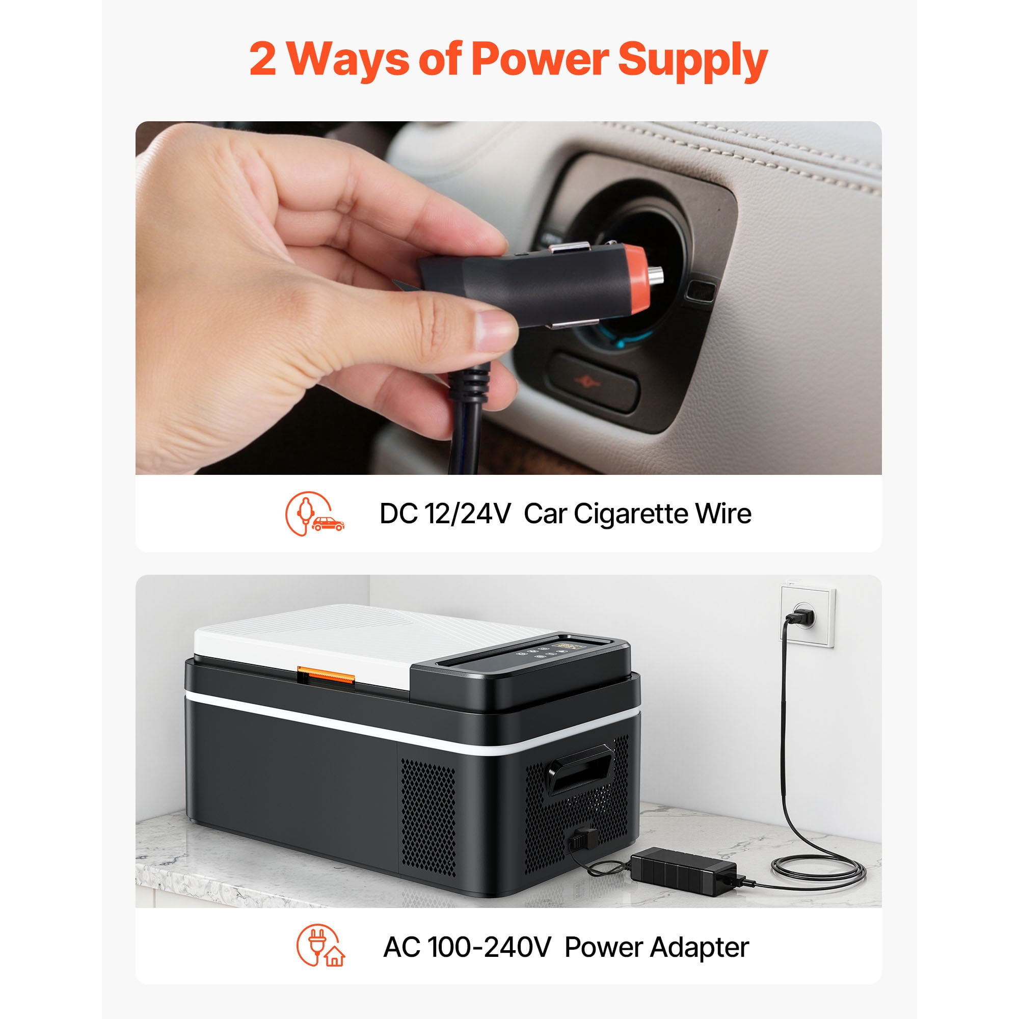 KFFKFF Portable Car Refrigerator, 21 QT Compressor Electric Cooler DC 12/24V AC100-240V,  -4°F to 68°F with APP Control,  Vehicle Freezer for RV, Campsite,  Travel