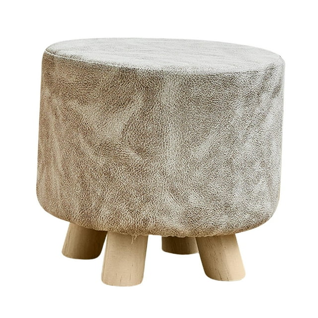 Lipstore Round Small Foot Stool Ottoman Creative Footrest for Indoor Entryway Nursery Beige