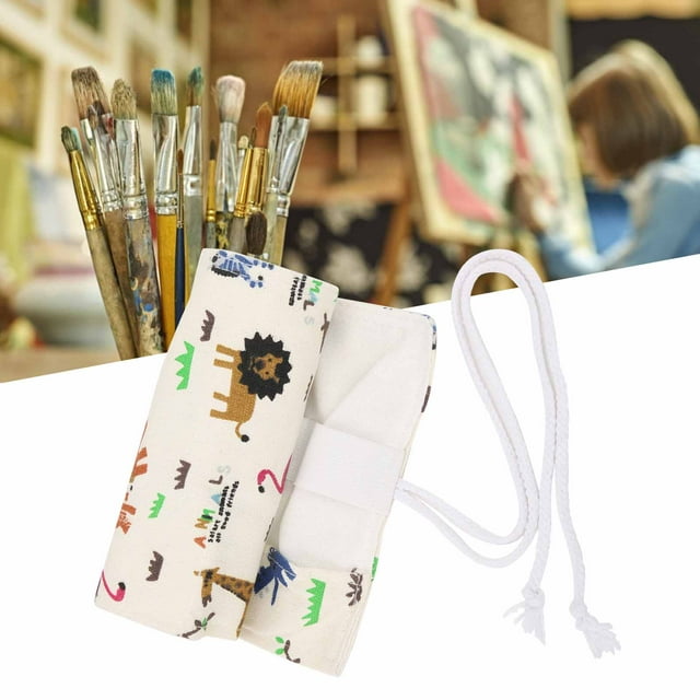 Greensen Pencil Case Roll Up,Pencil Wrap Animal Pattern Portable Practical Pen Storage Pouch for Student Painter,Paint Brush Storage