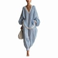 thumbnail image 6 of Women's Blue White Striped Lace Trim Boho Two-Piece Vacation Set Dolman Sleeve V Neck Loose Top & Elastic Cuff High Waist Jogger Pants, 6 of 6
