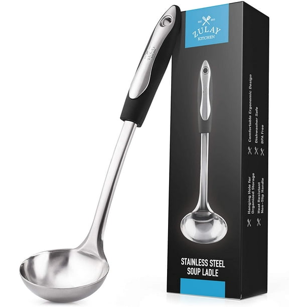 Zulay Kitchen (12 inch) Stainless Steel Soup Ladle Durable Rust Proof