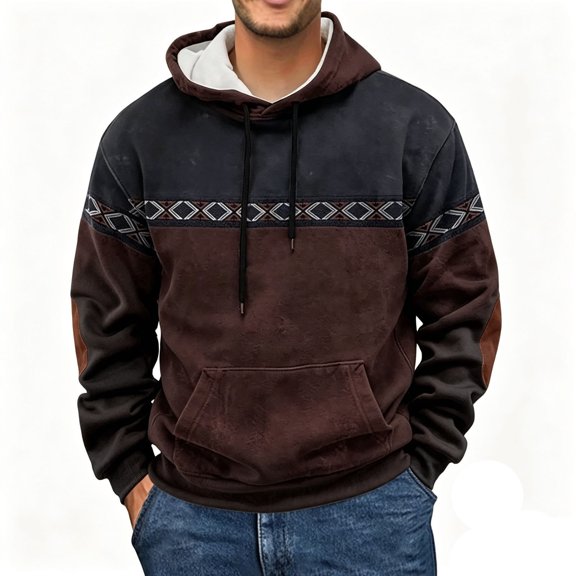 Mens Oversized Hoodies Drawstring Color Block Hooded Sweatshirt Casual Pullover Loose Fall Fashion Outfits With Pocket
