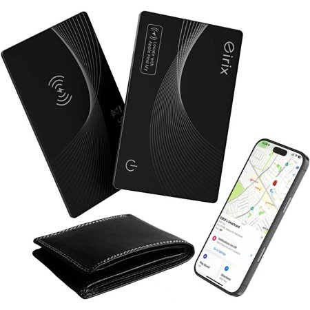 2026 [Apple MFi Certified] Ultra Thin Wallet Tracker Card-(1.6mm), Rechargeable Card Finder, Works with Apple Find My (iOS Only), Item Locator for Luggage Tags, Passports, Phone (Black, 1 Pack)