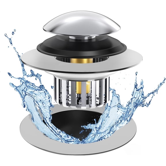 Universal Tub Stopper Bathtub Drain, Drain Hair Catcher and Cover, Pop Up Tub Stopper Bathtub Drain Plug Replaces Bath Tub Lift and Turn, Tip-Toe and Trip Lever Bathtub Drains (Silver)