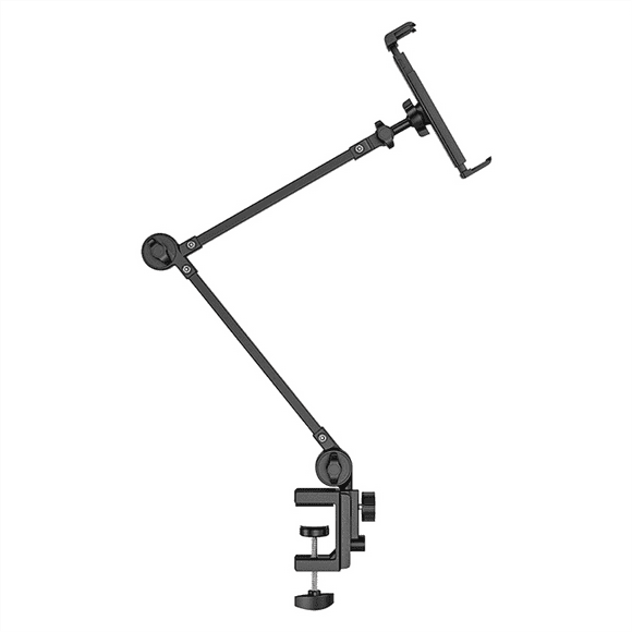 Adjustable Bed Tablet Holder Rotatable Long Arm Metal Desktop Tablet Bracket Mounts Clamp for 4.7-10.2inch for Tablet,1 x bracket,Black