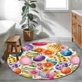 thumbnail image 4 of Easter Colorful Eggs 3ft Area Rug, Farmhouse Floral Polka Dot Washable Non-Slip Small Round Rugs for Entryway Bedroom Kitchen, Soft Circle Carpet for Dining Room, Playroom Nursery Rug, 4 of 9